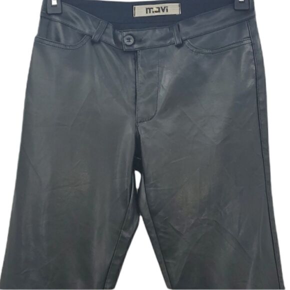Mavi Chrissy Black Faux Leather Pants  Boot Cut Leg, Front Pockets. Retro 31/30 - Picture 3 of 16
